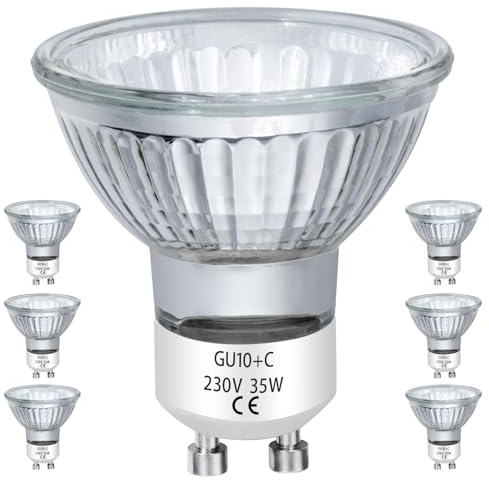 EKSAVE GU10 Halogen Birnen 25W 230V MR16 für Track, Einbau, Akzentbeleuchtung, Deckenleuchte, Dunstabzug, Dimmbar Warmweiß, Pack von 6