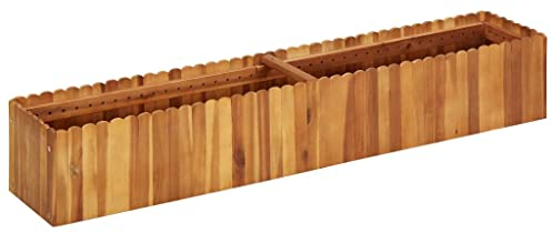 Chaduof Lit surélevé de Jardin 150x30x25 cm Bois Massif d'acacia,Bordure Pierre,Kit Gabion,Gabion Jardiniere