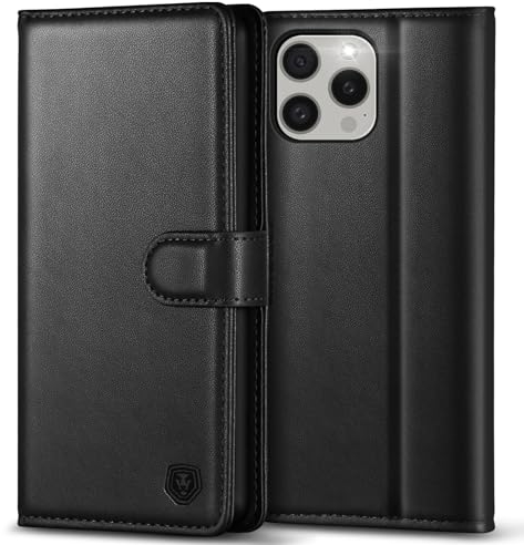 Handyhülle für iPhone 15 Pro - Premium PU Leder Klapphülle Brieftasche Mit Kartenfach, Ständer Und Magnet - Schutzhülle (6,1 Zoll) - Schwarz