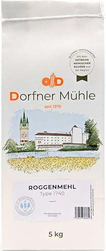 Roggenmehl Type 1740 [5kg] - Sehr Dunkles Roggenmehl aus Bayern für rustikale Roggenbrote und Mischbrote - 100% Roggen ohne Zusätze
