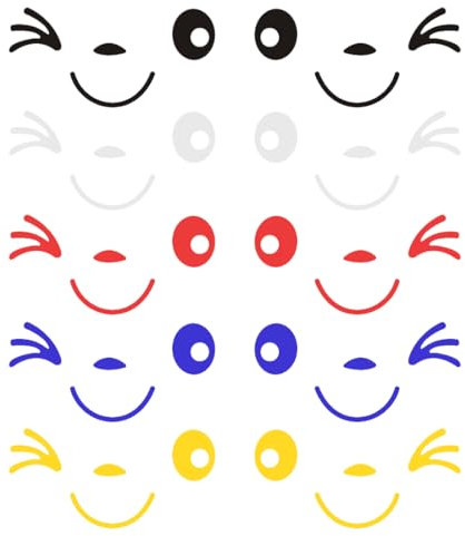 WMUVAZA Auto Aufkleber, 10 Stück Smile Face Design 3D Decal Decoration Sticker for Car Side Mirror Rearview Lächeln Gesicht Design 3D Aufkleber Dekoration Aufkleber für Auto Seitenspiegel