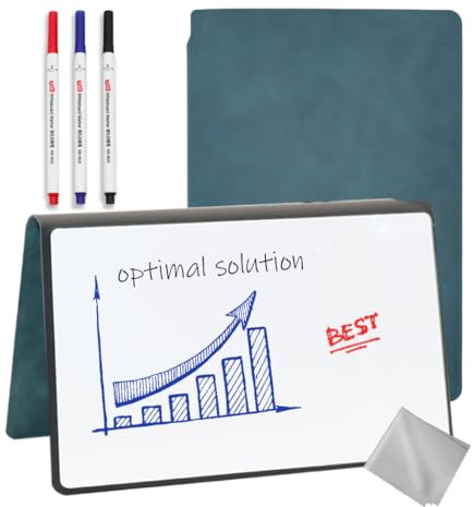 LICQIC A5 Tragbarer, trocken abwischbarer Whiteboard-Notizblock, wiederverwendbares Whiteboard-Notizbuch mit Stift und Reinigungstuch für Büro, Business, Studium, Meeting (Hellblau)