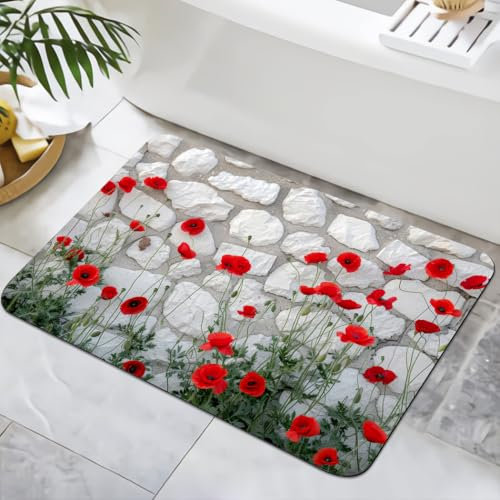 YISUMEI Badematte rutschfeste Badteppich 40x60cm Waschbar Schnelltrocknende Badezimmerteppich, Duschvorleger für Dusche, Badewannen, WC Deko (Stein-3)