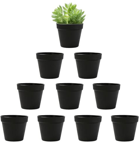 ATB-Foger 10 vasi da fiori in plastica, da 10 cm, piccoli, infrangibili, in plastica, rotondi, per tutti i giardini domestici, piante grasse