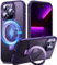 Chicfun 3-in-1 [Magnetic+KickStand+Ring Holder] for iPhone 14 Pro Case with Magnetic Stand Ring Compatible with MagSafe Phone Case iPhone 14 Pro Military Shockproof Silicone Protective Deep Purple