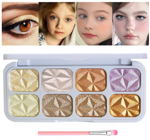 Professionelle Make-up Schattenpalette, rosa Farbe Palette, Glitter Matte Schimmer Metallic pigmentierte (8 Farben - Goldglanz)