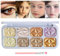 Tavolozza di ombretti glitterati, palette di trucco, viso e corpo, glitter, tatuaggi glitterati, accessori festival, palette di ombretti per donne (8 colori - Splendore dorato)