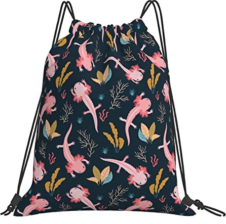 Richugui Süßer kleiner Drache Kordelzugbeutel für Damen und Herren, Kordelzug-Rucksack, wasserabweisend, Turnbeutel für Geschenke, Sport, Schwarz, One size