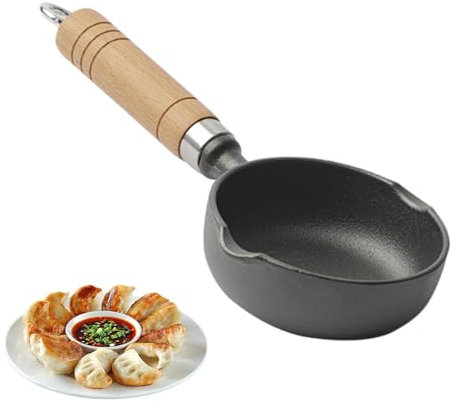 Skillet Cast Iron - Black Egg Pan Cookie Skillet for Kitchen Non Stick Kitchen Cooling Supplies, Hangable Deepened Egg Skillet with Wood Handle for Oven Stove Grill