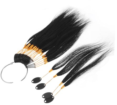 FRCOLOR Human Hair Colour Practice Strands, Black Adjustable Hair Samples for Dye Testing, Secure Attachment, Shedding Resistant, Home Use Salon Training