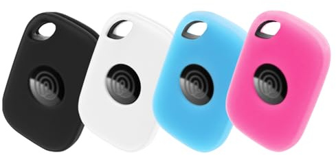 NANLANFAN for Tile Pro 2024 Tracker Case Cover, 4 Pack Protective Silicone Holder for Tile Pro 2024 with Key Ring for Keys, Luggage, Pets (Black & White & Blue & Pink)