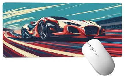 Tapis de Souris de Jeu, Voiture Tapis de Souris XXL 120 x 40 cm, sous Main Bureau Gaming Grand, Mouse Pad Scène Accessoires Bureau, Base en Caoutchouc Antidérapante, pour Gamer, Ordinateur, PC H-60