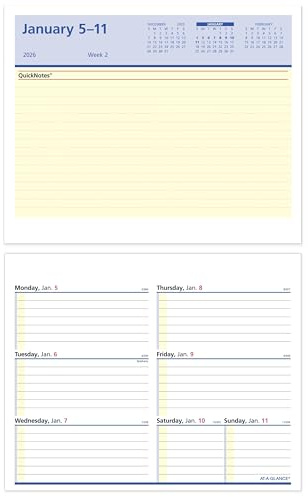 AT-A-GLANCE 2026 Desk Calendar Refill, Weekly, 5-1/2 x 7, Flip-A-Week with QuickNotes (SW7065026)
