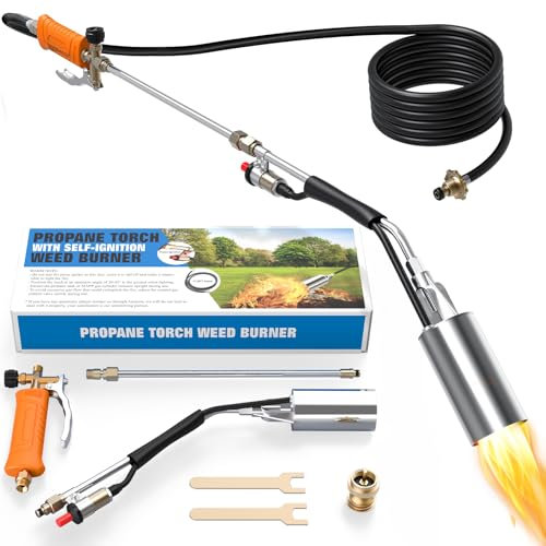 SEVENMEET Propane Torch Weed Burner Kit, High Output 1,800,000 BTU Weed Torch with 11.5FT Hose, Weed Burner Torch with Self Igniter Propane Adapter, Flame Thrower for Weeding, Roofing, Snow Melting
