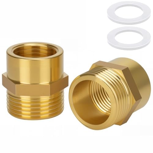 2-Pack Brass AG/IG Reducer Adapter 3/4 Male to 1/2 Female Thread | 1/2 FeMale to 3/4 male Thread | Durable Pipe Connection Converter with Rubber Seal for Water/Gas/Liquid Systems