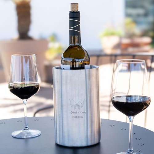 Wanapix | Enfriador de Botellas Personalizado | Acero Inoxidable Reutilizable para Botellas | Personaliza con Texto y Nombre | Hands