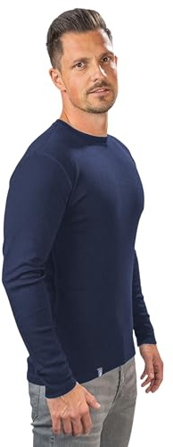 ALPIN LOACKER 100 Merino Langarmshirt Herren 230g/m2 I Feinste Merinowolle Unterwäsche I Langarm Wandershirt I Thermooberteil für Outdoor und Sport, Navy L
