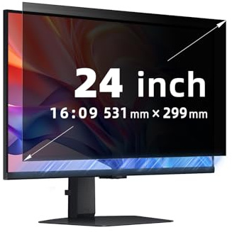 MokaZii Nano-Adsorption 24 Zoll Monitor Blickschutzfilter für 16:9 Seitenverhältnis, Abnehmbarer Sichtschutzfolie, Anti Blaulicht Blendschutz, 24 Privacy PC Computer Sichtschutzfilter