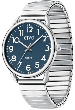 CIVO Gut Ablesbar Herren Uhren: Einfach Groß Ziffernblatt Armbanduhr - Wasserdicht Klassische Analog Quarzuhr Geschenke für Senioren mit Sehschwäche