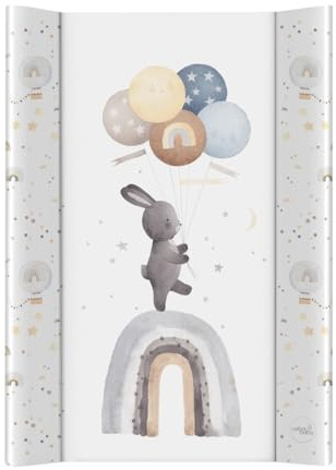 CEBA BABY Harte Wickelauflage 50x70 cm – Wickelbrett mit Klettbefestigung, Basic, sicher & stabil (Rainbow Walk)