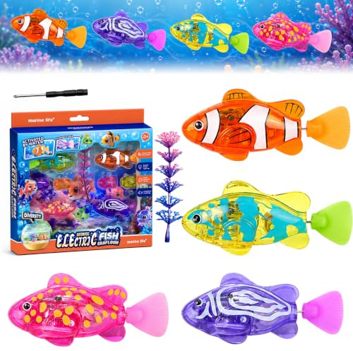 Taechalingo 4 Stück Roboter Fisch,Schwimmende Spielzeug Fisch