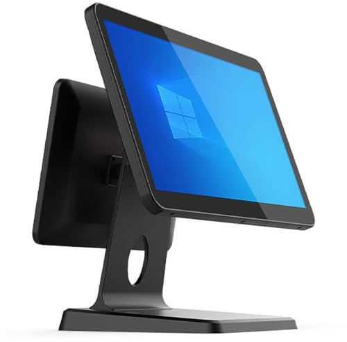 Dubbelskärms-kassaregister, 15,6+11,6 - POS-pekskärms-kassaregister | Med i3 8G 64G MSATA SSD, omfattande gränssnitt Inbyggt 5G WiFi, Windows 10 för butiker Företag