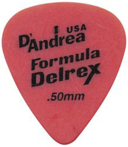 D'Andrea TD351 0,50TH Formula Delrex Gitarrenplektren, 12 Stück, Rot, 0,50 mm, dünn