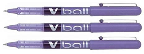 PILOT Lot de 3 Stylos roller V Ball VB5 Encre liquide Pte métal Fine Violet
