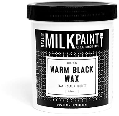 Real Milk Paint, Zero VOC Cire à bois pour finition du bois, à utiliser sur la peinture au lait, les meubles en bois, les armoires de cuisine et les dessus de table, noir chaud, 473,6 g