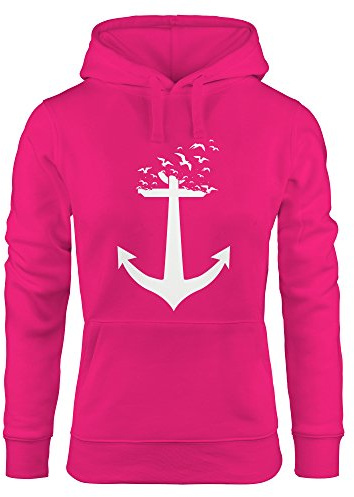 MoonWorks ausgefallener Hoodie für Damen, Anker Vögel Anchor Birds, Sweatshirt Kapuze Kapuzenpullover