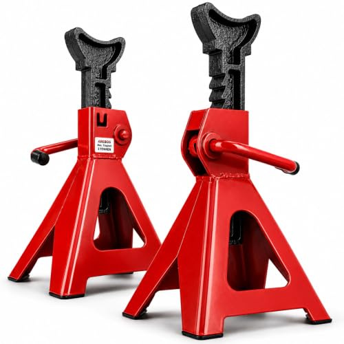 Arebos 2X Unterstellbock | 3000 kg Traglast | Hub 275-400 mm | 10-Fach höhenverstellbar | Stahl/Gusseisen|