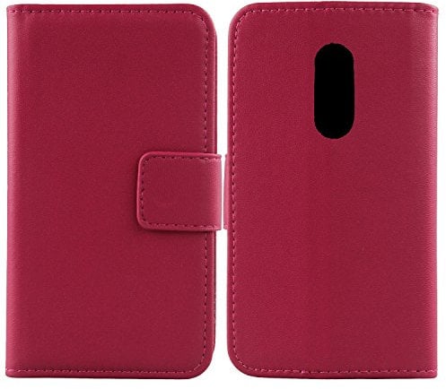 Gukas Design Echt Leder Tasche Für TP-LINK Neffos X1 MAX 5.5 Hülle Lederhülle Handyhülle Handy Flip Brieftasche mit Kartenfächer Schutz Protektiv Genuine Premium Case Cover Etui Skin (Rosa)