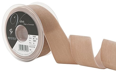 Berisfords Velvet Ribbon Earth 45mm - Nylon Craft Ribbon for Sewing, Gift Wrapping and Hair Accessories