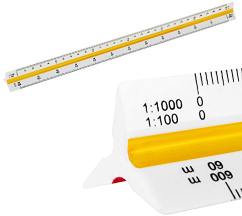 Scala Righello triangolare Triangolo 1: 25/250/2500, 1: 50/500, 1: 100/1000, 1: 150/1500, 1: 200/2000, 1: 125/1250, 30 cm di lunghezza per architetti ingegnere architetto paesaggista