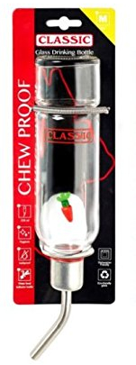 Paws Products Chew Proof Glass Water Bottle for Small Animals (350ml)