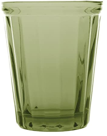 Olympia Cabot Panelled Glass Tumblers 260ml, Green (Pack of 6) | Commercial glasswasher safe design provides heavy duty durability for everyday use, serving up water, whiskey or cocktails.
