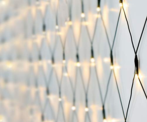 Spetebo Lichternetz 1,5x1,5 m - 100 LED warmweiß - Batterie betrieben + Timer Funktion - Deko Lichterkette Netz Außen