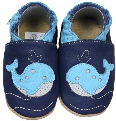 HOBEA-Germany Krabbelschuhe für Jungs und Mädchen in verschiedenen Designs (26/27 EU, Wal dunkelblau)