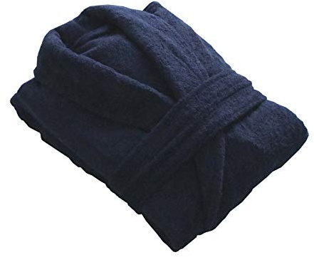 House of Emily Women's Men's 100% Turkish Cotton 400gsm Terry Towelling Shawl Collar Bathrobe Dressing Gown (XL - Chest Size 57 - 60 | Length 52, Navy Blue)