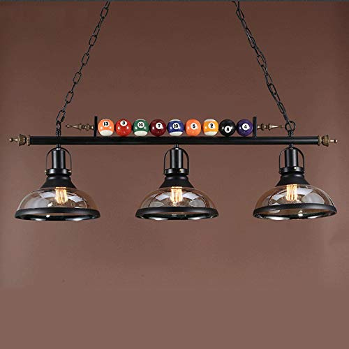 iMeshbean Pool Table Lighting Fixtures Ceiling Lamp for Game Room Beer Party 7' - 8 ' Table,Black Metal Ball Design Billiard Pendant Lamp with 3 Glass Shades (3 Heads Glass Shades)
