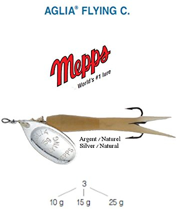 Mepps - Cucharilla Aglia Flying C, plata natural, 10 g