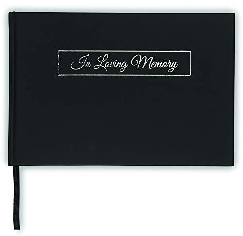 Black Guest Book – Hardcover Guest Book - 9 x 6 Guest Book with Debossedin Loving Memory Text – Funeral Book– Memory Book -Signature Book
