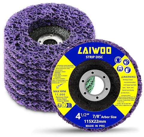 LAIWOO CSD Scheibe Schleifscheibe, Lila Reinigungsscheibe Set, Grobreinigungsscheibe Nylongewebescheibe Lackentfernung Rost für Winkelschleifer (5 Stücke - 115 * 22mm)