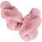 Ankis Hausschuhe Damen Plüsch mit Kreuzband Warme Pantoffeln, Memory-Schaum und Offene Zehenpartie Flauschige Hausschuhe Damen für Drinnen und Draußen (Rosa - 38/39 EU)