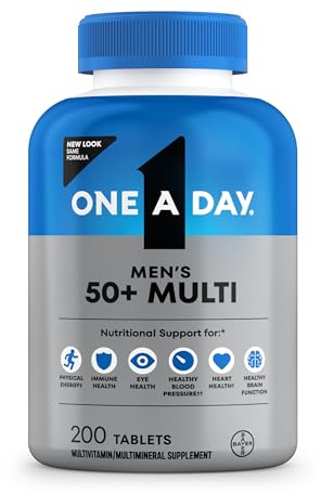 One A Day Men’s 50+ Healthy Advantage Multivitamin, Multivitamin for Men with Vitamins A, C, E, B6, B12, Calcium and Vitamin D, Tablet, 200 Count (Pack of 1)