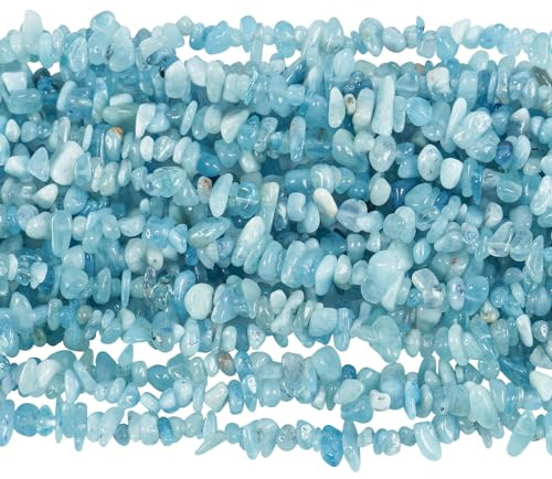 Lovionus89 150 CM Aquamarine Irregular Shaped Crystal and Healing Tumbled Chip Stone Beads for Jewelry Making