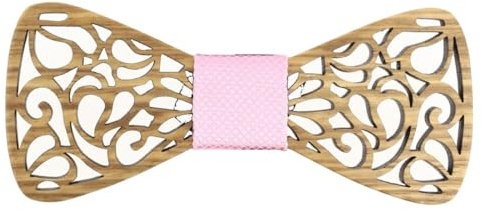 Tony & Paul. Noeud papillon. Volute 2D, BOIS. Rose layette - Uni -