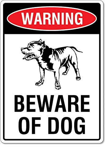 Warnschild mit Aufschrift Beware Of Dog – Pitbull Tierschilder Hundeschilder Beware of Dog Signs Metall-Blechschild 20,3 x 30,5 cm Vorsicht Gefahr Sicherheit Warnhinweisschilder