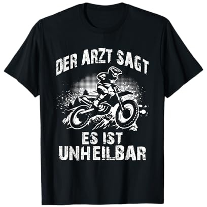 Motocross Geschenk Enduro Supermoto Motorcross Unisex T-Shirt Schwarz Klein U-Ausschnitt mit Halbarm Kurzarm Classic Unisex Motocross T-Shirt für Motorradfans, Freizeitsportler Frühling