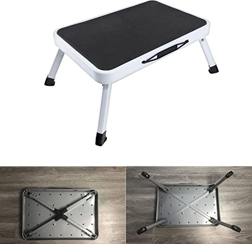 Marchepied pliant avec 1 marche, petit marchepied pliable, marchepied pliant avec large marche, charge maximale 150 kg